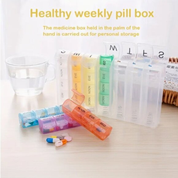 Pill Organizer 2 Pack 14 Days Spring Loaded Free Blister Pack Opener NWT - Picture 2 of 6